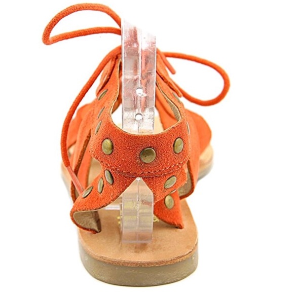 Orange Crush Leather Distressed Gladiator Sandals - Picture 7 of 7